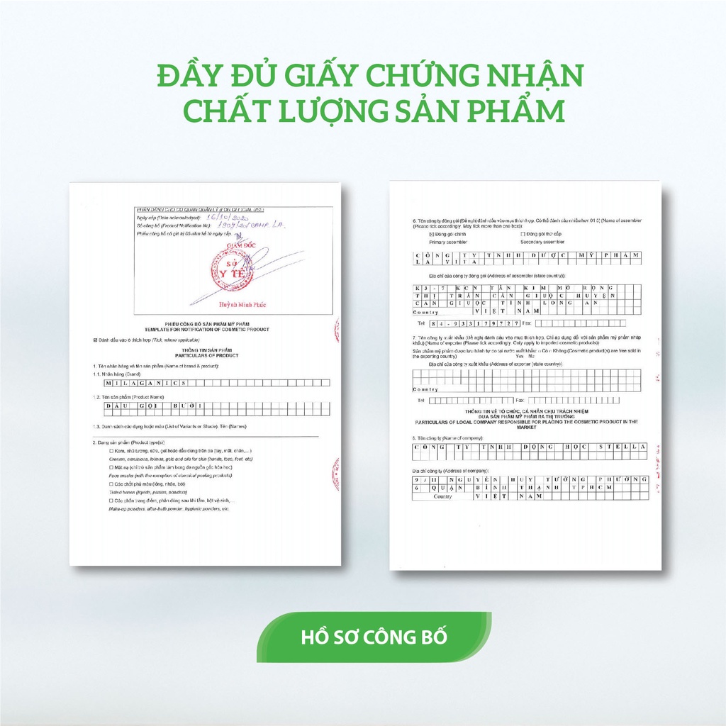 Combo Dầu Gội &amp; Dầu Xả Bưởi Ngừa Rụng &amp; Kích Thích Mọc Tóc Từ Tinh Dầu Bưởi Nguyên Chất MILAGANICS (500ml/ Chai)