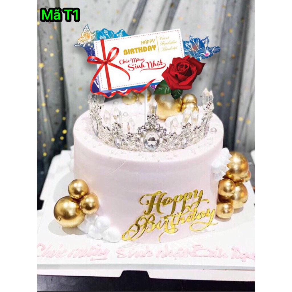 Phụ Kiện Bánh Sinh Nhật Bánh Kem - SET 10 THẺ GIẤY CHÚC MỪNG SINH NHẬT mẫu T1
