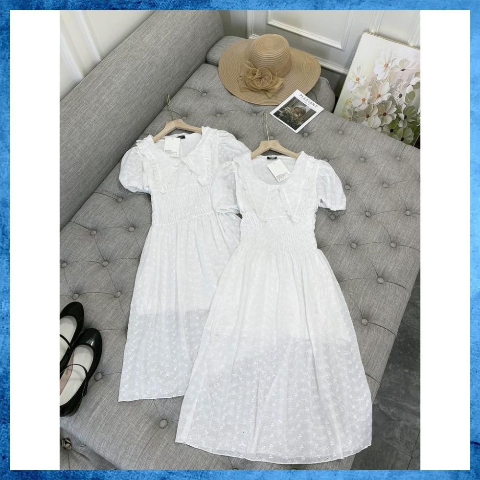 [Cao Cấp] Váy Nữ Hoa Ren Cổ Bẻ Cao Cấp Đầm Hoa Chất Thô Hoa Dệt Nổi Lót Cotton Siêu Xinh | BigBuy360 - bigbuy360.vn