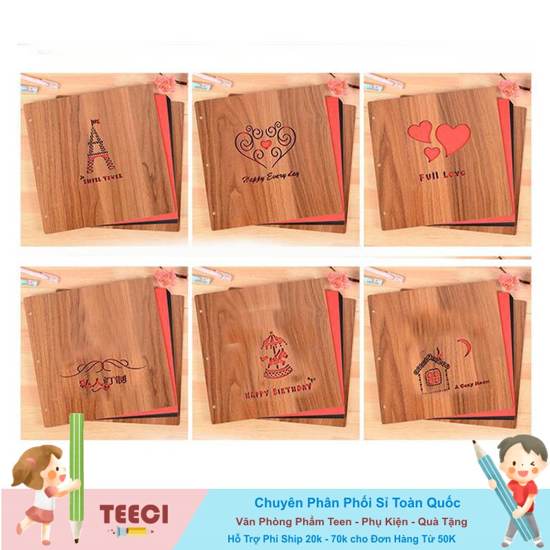 [Mã LIFEBOOK1 giảm 30K đơn 150K] Album Ảnh Bìa Gỗ 60 Trang Cute + Kèm Khoen (Mẫu Ngẫu Nhiên) A249