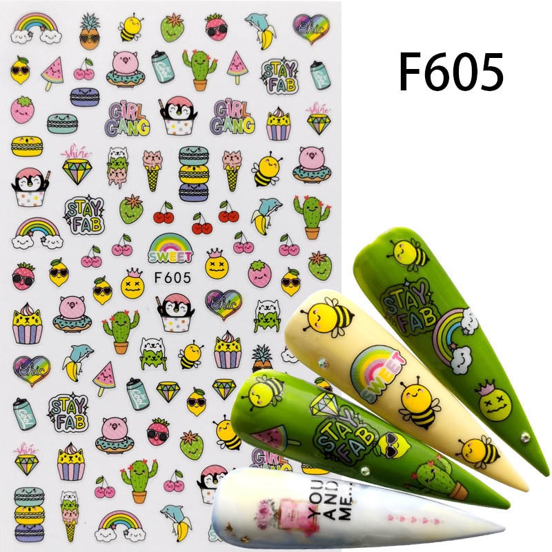 1 Miếng Dán Trang Trí Móng Tay Hình Hoa Lá Cây 3D