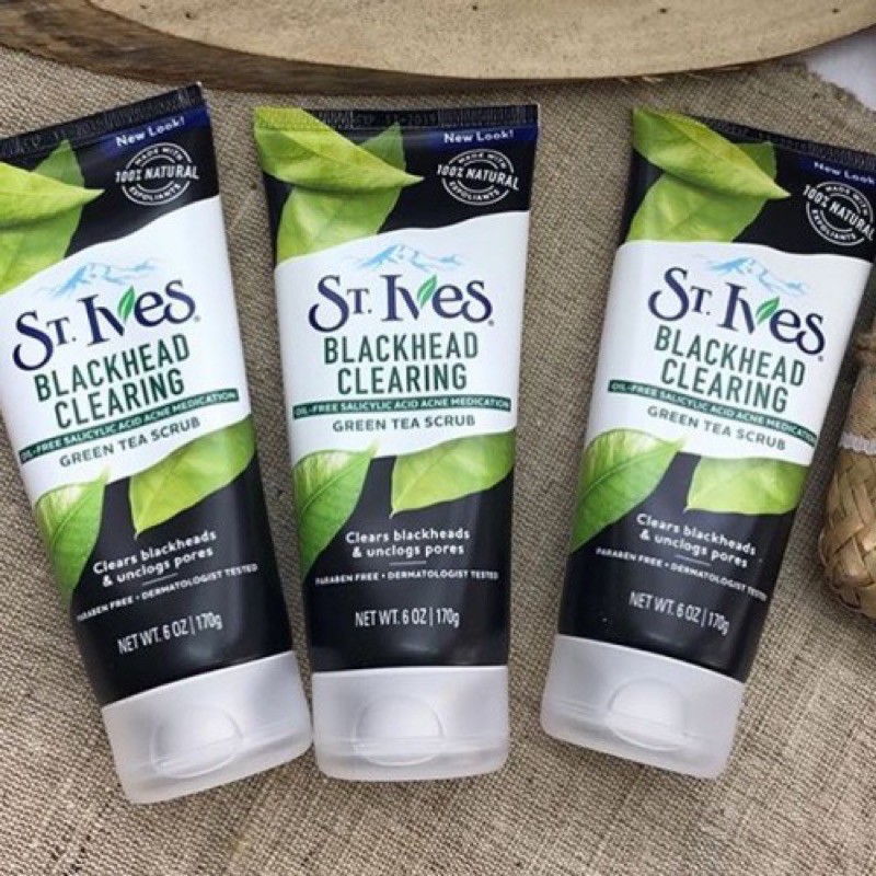 [Cam kết chính hãng] Sữa rửa mặt St.Ives Blackhead Clearing Green Tea Scrub 170gr của Mỹ