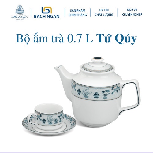 Bộ trà 0.7 L Jasmine Tứ Quý hàng đẹp, sang trọng đãi khách, quà tặng tân gia - Bộ ấm chén