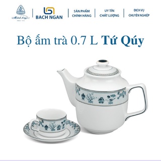 Bộ trà 0.7 l jasmine tứ quý - gốm sứ cao cấp minh long i