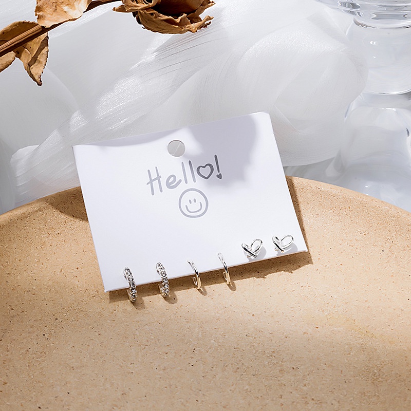 Bông Tai Kim Loại Hình Chữ C/Vuông/Tròn Nhỏ Dạng Xoắn Không Phai Màu Cho Nữ