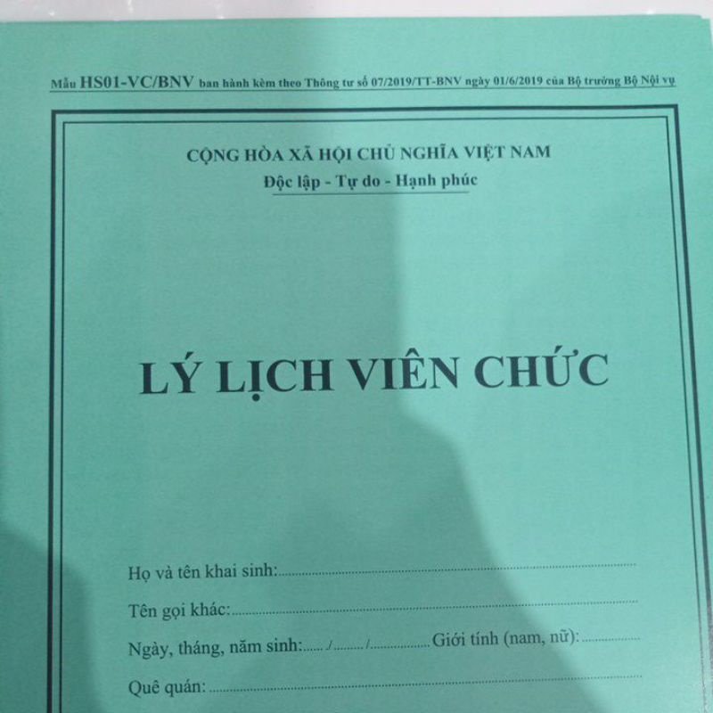 Lý lịch viên chức (combo 10 quyển)