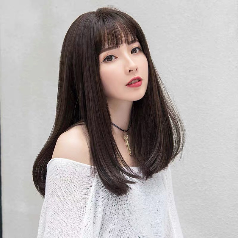 Tóc giả nữ cả đầu thẳng ngắn có mái cao cấp tặng wig B8226