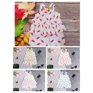 Bộ Lụa  Dây Xếp Li Đính Hoa Bé (6-18kg) (Giao màu ngẫu nhiên)