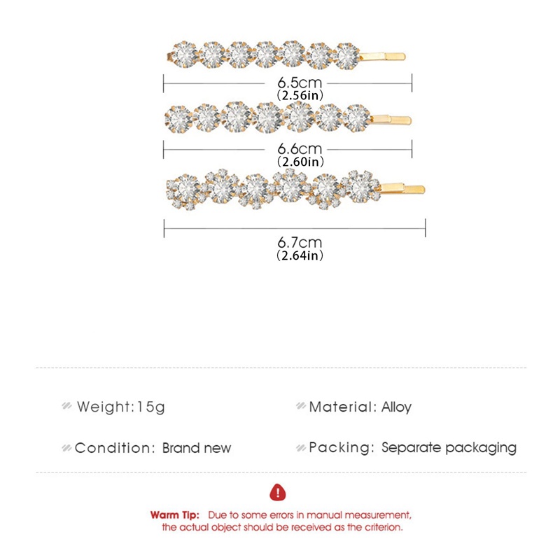 Bộ 3 Kẹp Tóc Đính Đá Zircon Hình Hoa Ngọt Ngào Sáng Tạo