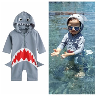 Bộ đồ bơi liền thân hình cá mập hoạt hình dành cho bé trai 1-7 tuổi - ảnh sản phẩm 1