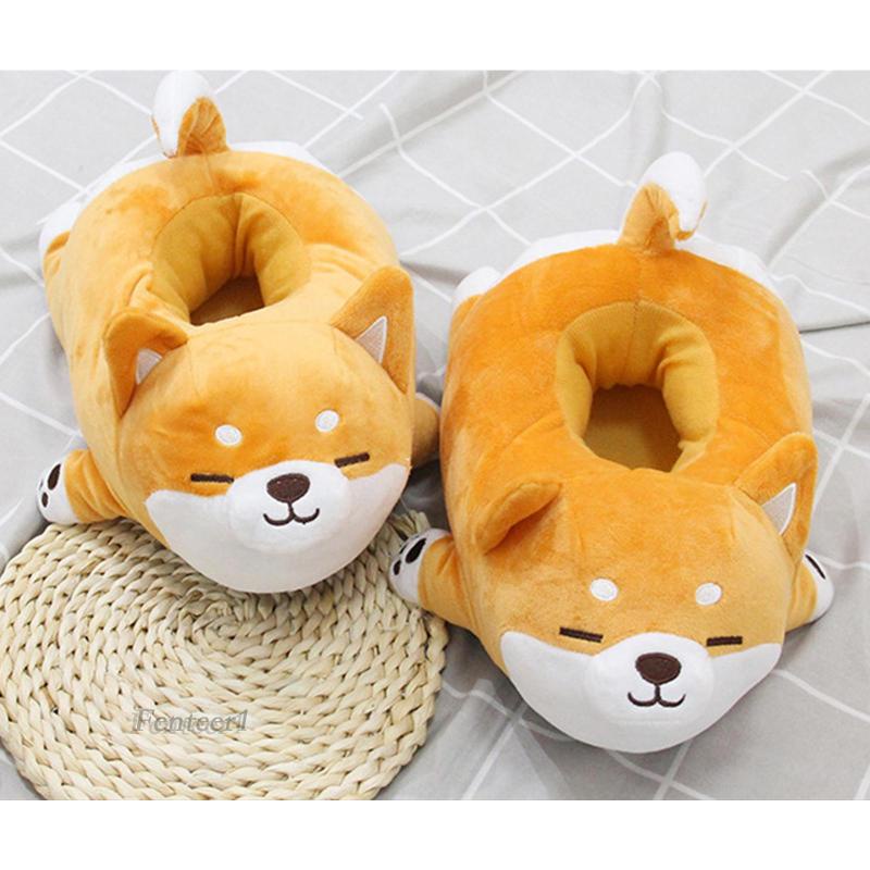 [Fenteer1] Dép Bông Hình Chú Chó Shiba Inu Vui Nhộn Cho Nữ