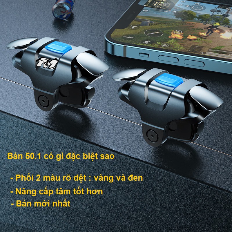 Nút bắn Pubg, FF,..Phụ kiện chơi game hỗ trợ  hỗ trợ Auto Tap M50.1 bản phối Đen - Vàng chơi game siêu nhạy Gaming