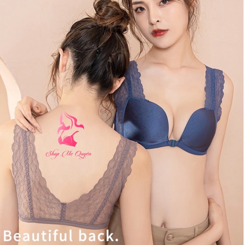 Áo ngực cài trước , áo lót nữ không gọng mút vừa nâng ngực tạo khe bản to che mỡ lưng