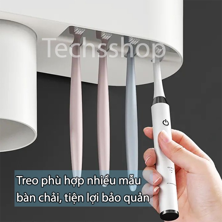 Kệ Nhà Tắm Nhả Kem Đựng Bàn Chải Đánh Răng Oenon Dán Tường Kèm Theo 4 Cốc