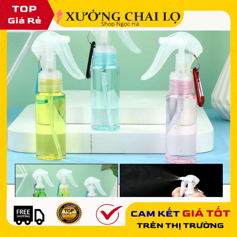 Chai Xịt Phun Sương ❤ GIÁ RẺ NHẤT ❤ Chai nhựa pet xịt Vòi chuột 60ml có Móc khóa chiết dung dịch du lịch tiện lợi