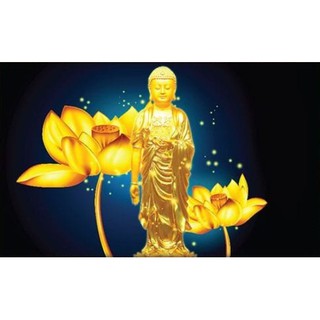 Tranh đính đá tự làm. tranh Đức Phật a di đà
