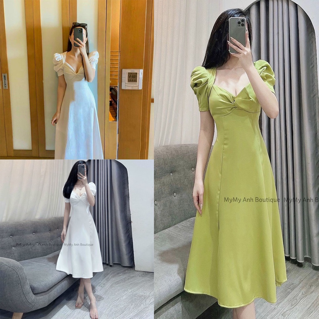 Váy maxi thô tay bồng siêu độc lạ tôn dáng đi chơi đi tiệc