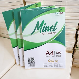 (500 tờ) Giấy vẽ A4 Minet - giấy phác thảo, kí họa - sketch paper định lượng 180gsm, màu vàng tự nhiên, hàng Việt Nam