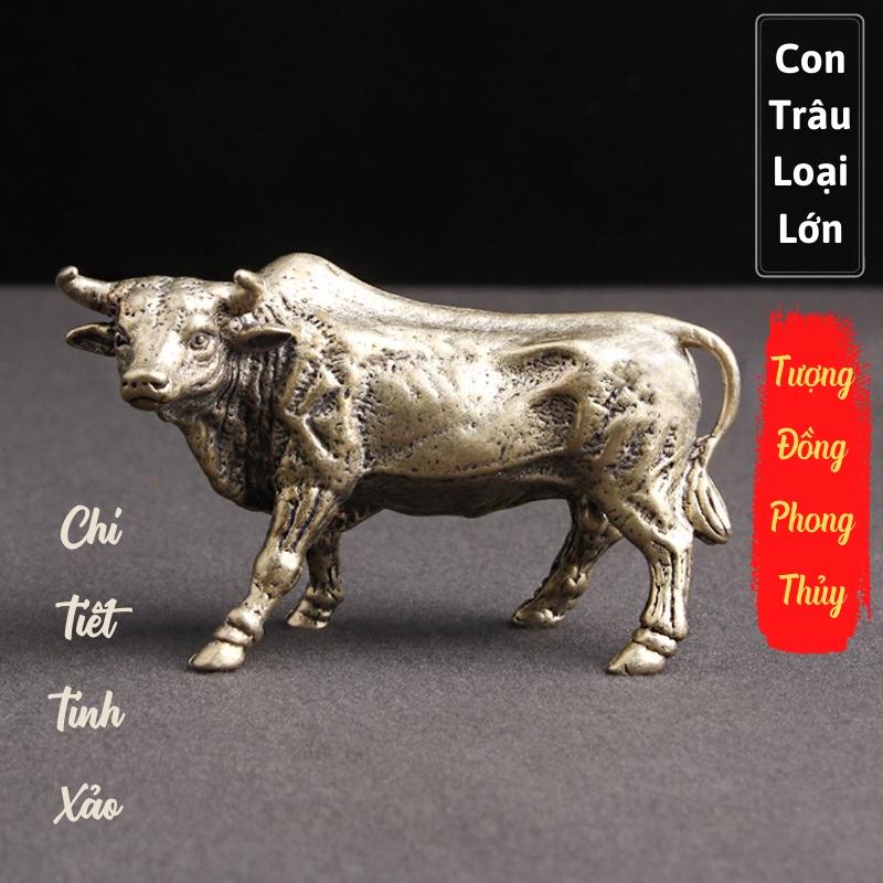 Tượng Đồng Phong Thủy May Mắn Tài Lộc Hình Con Trâu Lớn (Kích cỡ: 7.2 x 4.2cm)
