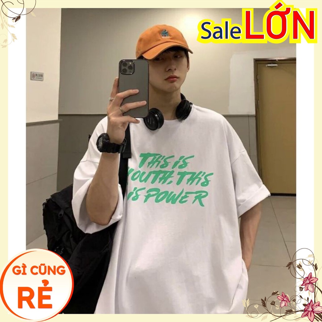 Áo thun tay lỡ nam nữ, áo phông unisex form rộng chất cotton mát mịn thấm hút mồ hôi in hình THIS IS
