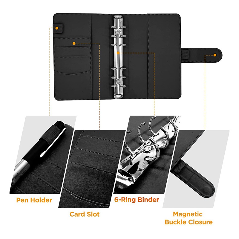 Set 25 bìa đựng tiền khổ A6 bằng da PU màu đen