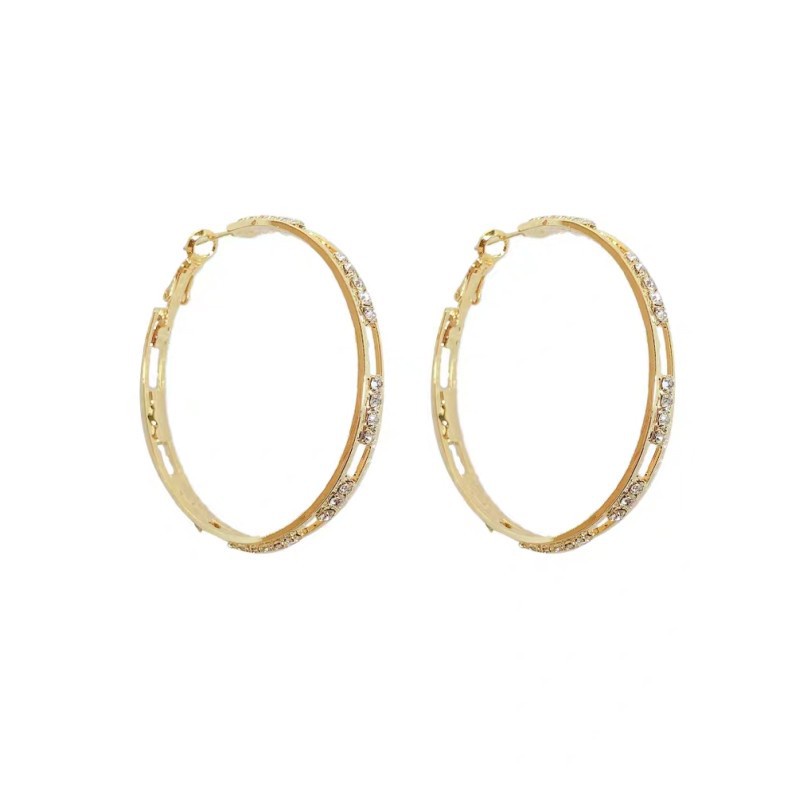 Bông Tai Mạ Bạc 925 Hình Tròn Lớn Đính Đá Thời Trang Cá Tính Cho Nữ