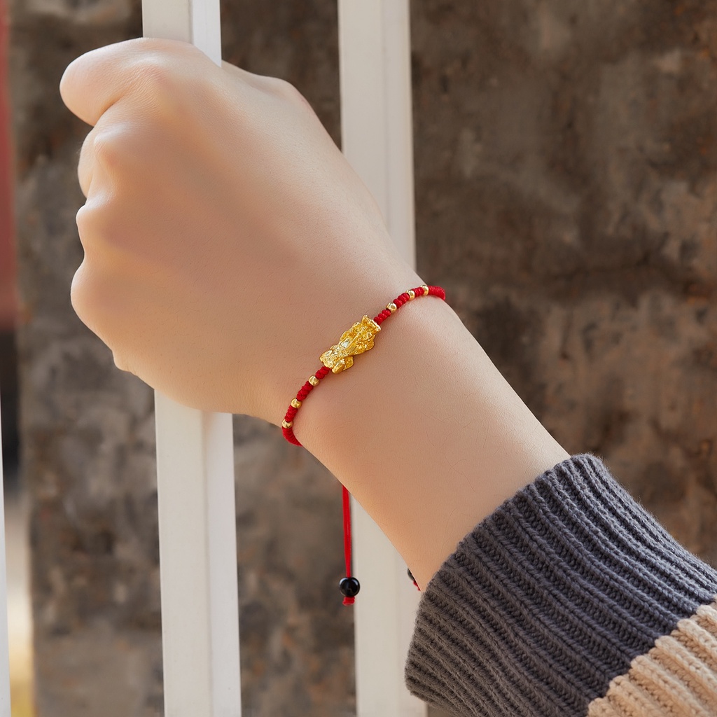 Vòng đeo tay RINHOO dây bện màu đỏ/ đen thời trang đem lại may mắn