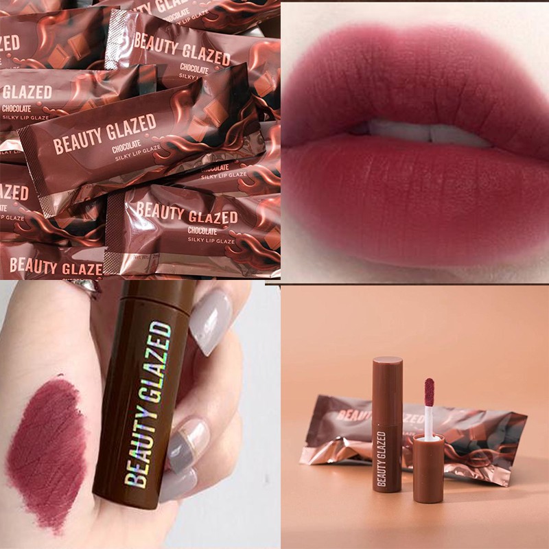 [Hàng mới về] Son Kem Beauty Glazed Tông Lì Dưỡng Ẩm Chống Nước /Beauty Glazed Chocolate Fog Surface Matte Lip Gloss Natural Long Lasting Moisturizing No Fading Non-stick Velvet Lip Glaze /Son kem Beauty Glazed màu mịn có dưỡng thời trang xinh xắn với 12