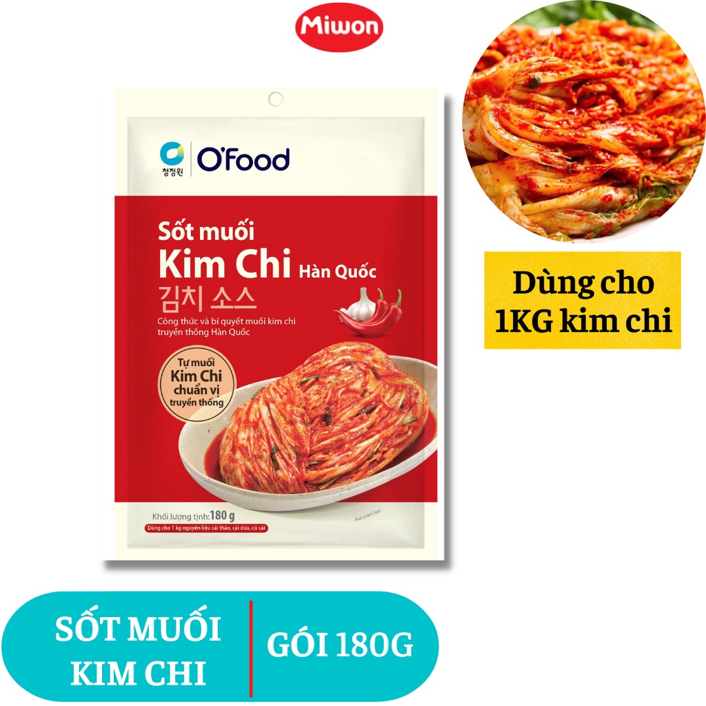 Sốt muối kim chi O'Food gói 180g, nguyên bản công thức chuẩn vị kim chi Hàn Quốc