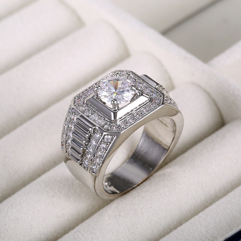 Nhẫn Nam Bạc Đính Đá Cuban Đẹp Cá Tính Unisex HipHop Basic Ring Ngầu Trơn Nam Lucifer Store Nhẫn CUBAN ĐÁ