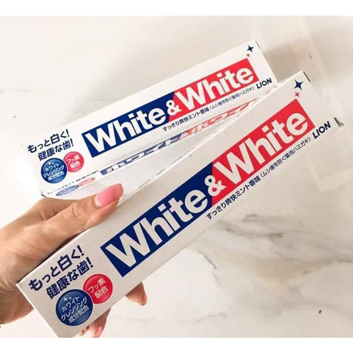 Kem đánh răng White &amp; White Nhật Lion giảm viêm nướu, sạch răng, ngừa sâu răng 150g