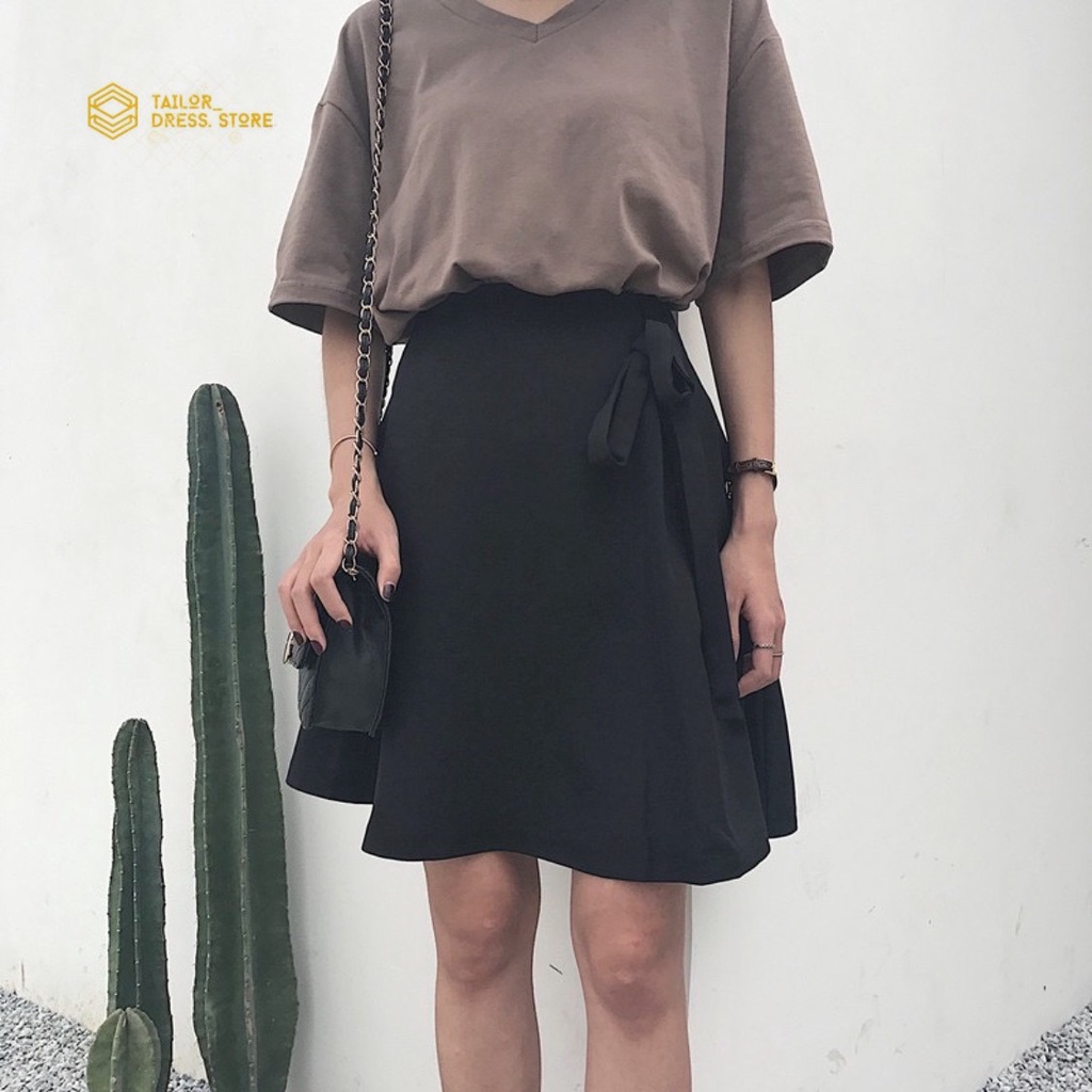 Chân Váy Chữ A Lưng Cao Màu Trơn Đính Nơ Xinh Xắn Kiểu Hàn Quốc CV15 | BigBuy360 - bigbuy360.vn