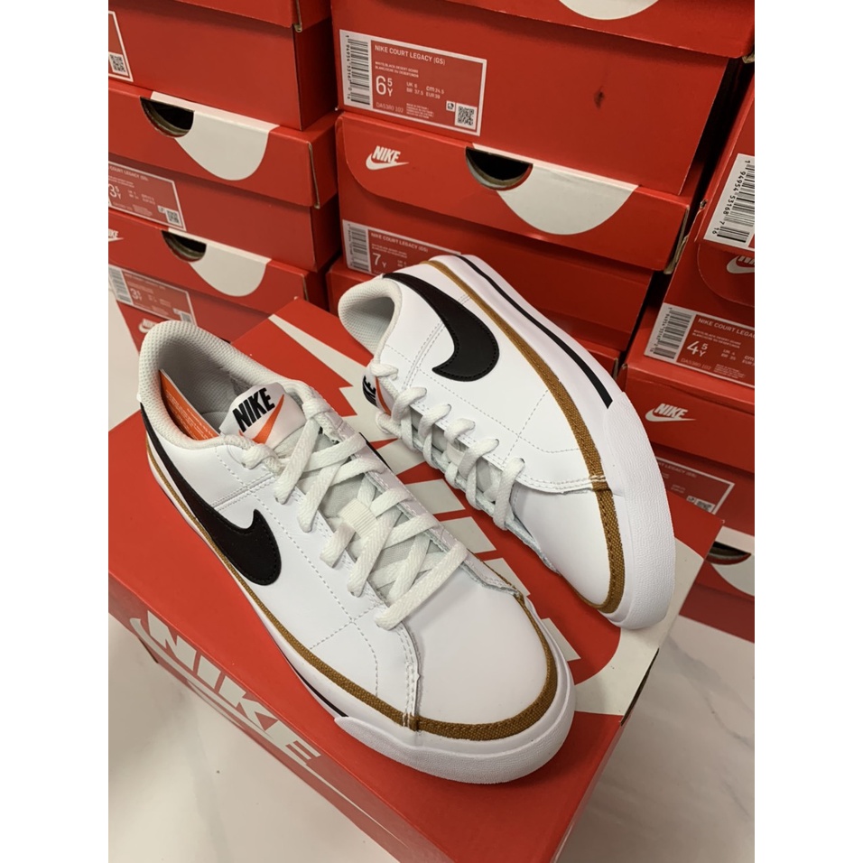 Giày Sneaker Nam Nữ Court Legacy GS White Black Desert Ochre - DeeStore