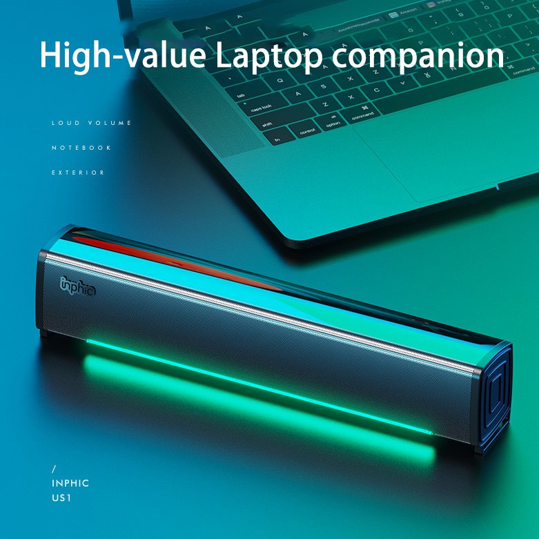 Loa mini có dây Inphic US1 Âm thanh vòm stereo ánh sáng LED xung quanh cho máy tính bàn máy laptop tivi - Chính Hãng