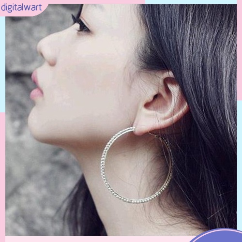 Cặp khuyên tai tròn đính đá quý nhân tạo sang trọng cá tính dành cho nữ