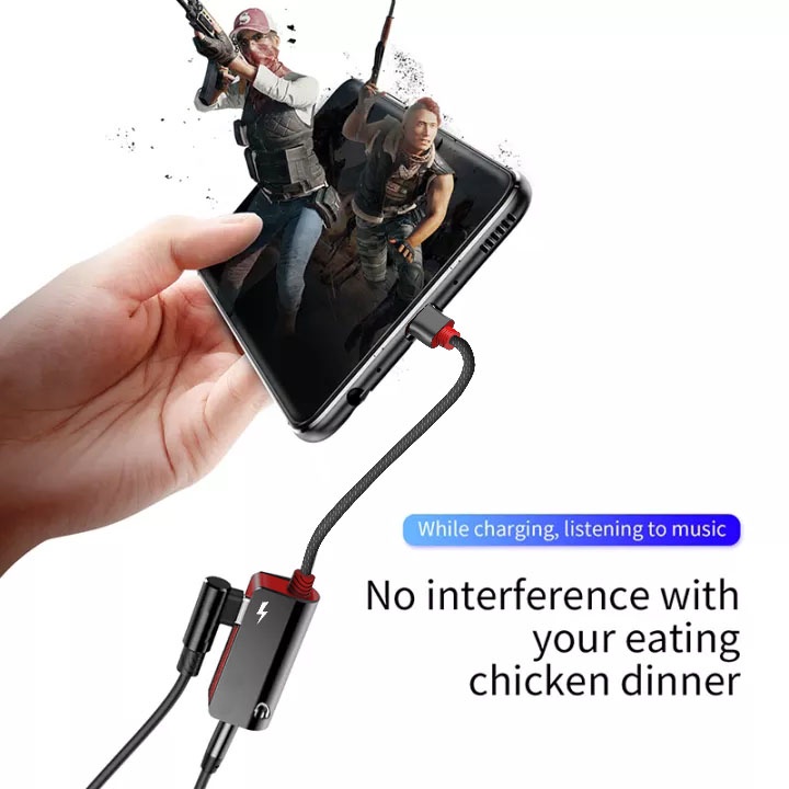 Jack chuyển đổi tai nghe 2 trong 1 từ tai nghe chân IOS hoặc Type C sang 3.5mm chia cổng vừa sạc vừa nghe nhạc U3