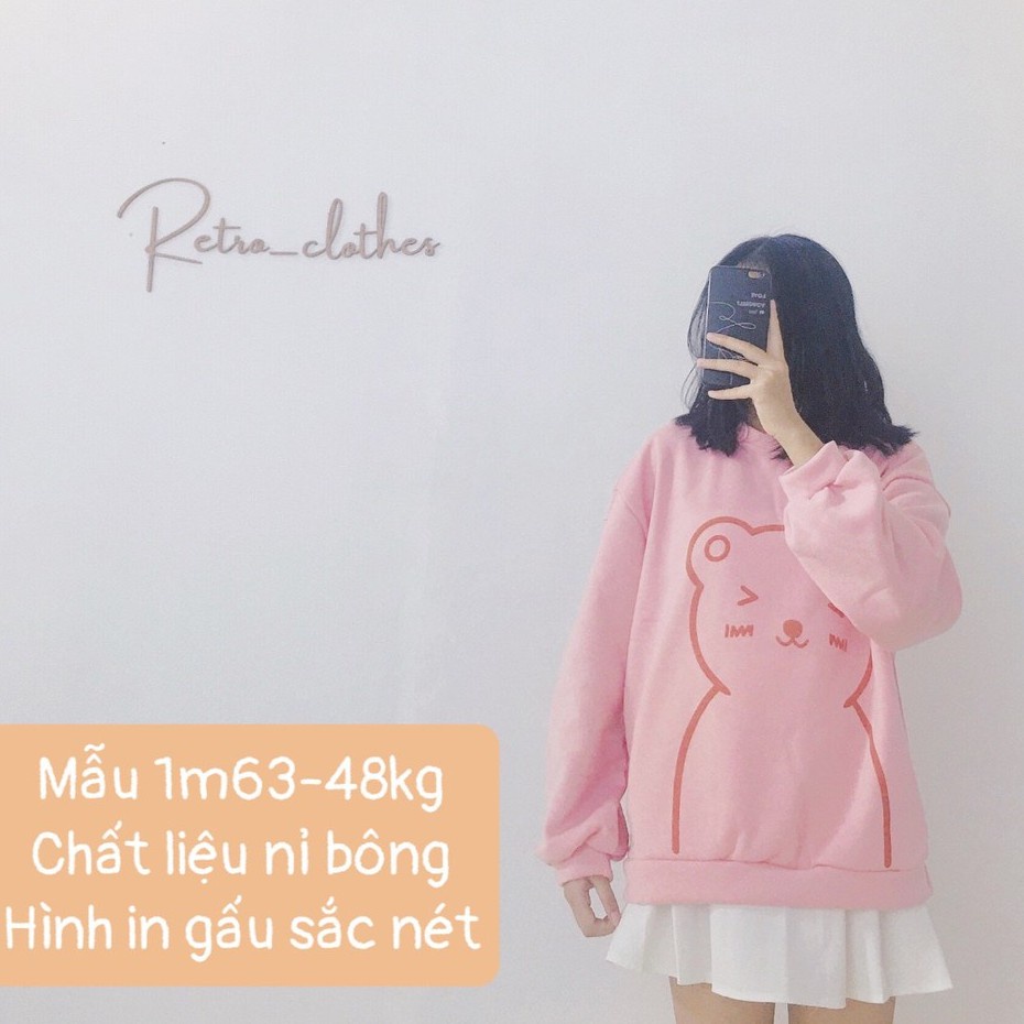 🍂 [Ảnh thật/Tự chụp] Áo hoodie nữ hình gấu form rộng màu hồng nỉ bông cute dễ thương | WebRaoVat - webraovat.net.vn