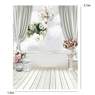 Phông Nền Hình Bông Hoa Trắng 5X7Ft Cho Studio
