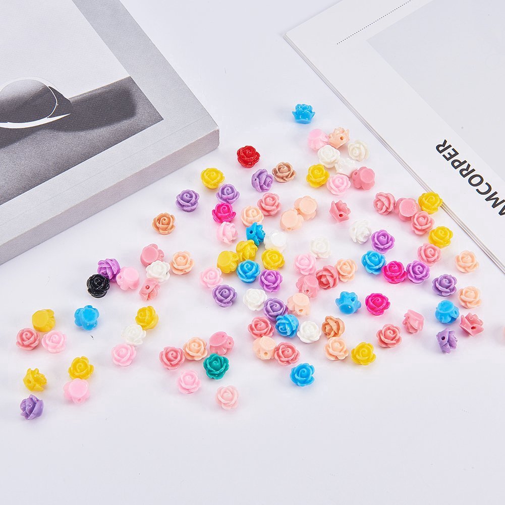 Bộ 50 bông hoa hồng từ resin với màu hỗn hợp