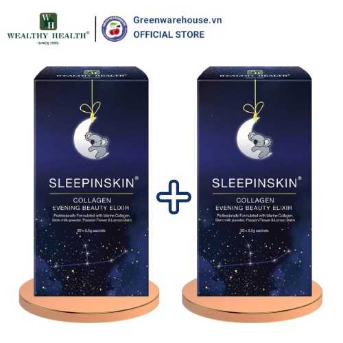 Combo 2 Hộp Collagen Tác Động Kép Đẹp Da và Ngủ Ngon Sleepinskin Của WEALTHY HEALTH-NK Chính hãng từ Úc(8.5gx30g)