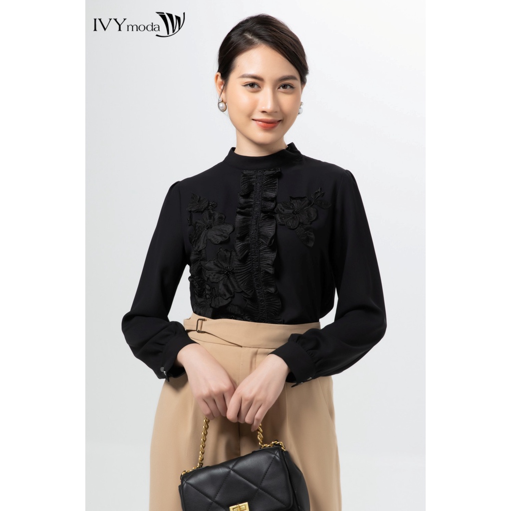 Áo phối hoa đắp nổi nữ IVY moda MS 17M6997