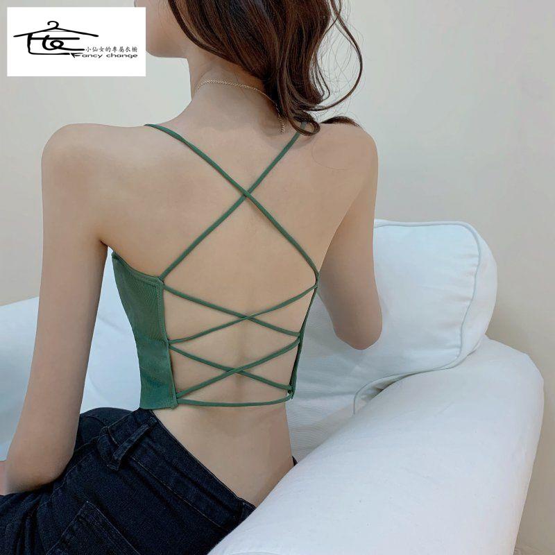 Bán Chạy ~ Áo Lót Dây Chéo Không Gọng Thép Ôm Dáng Chống Lộ Hàng Có Thể Mặc Ngoài Trời Quyến Rũ Cho Học Sinh