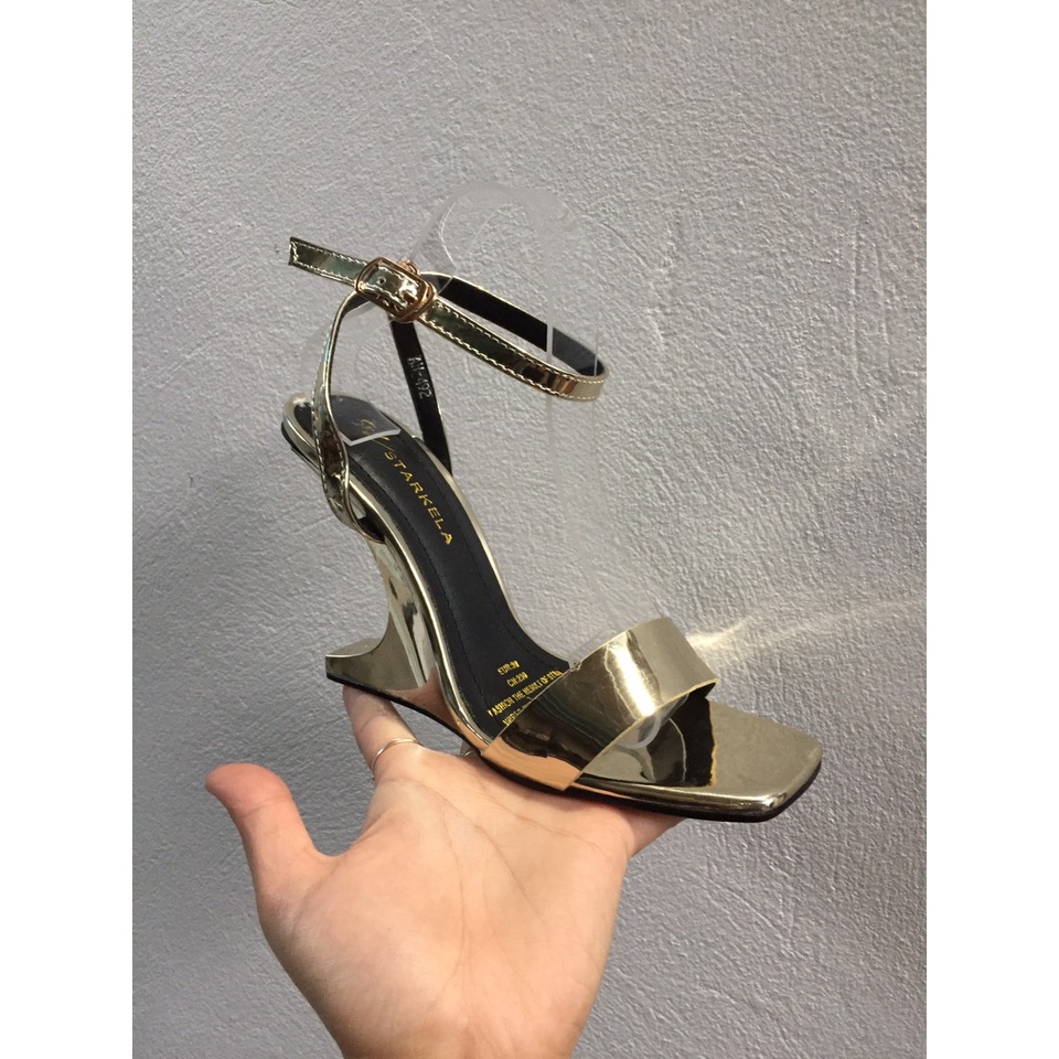 Sandal Đế Xuồng Quai Hậu Gót Cộc Cách Điệu Thời Trang Cao 9cm Ba Màu Đen Vàng Nhạt Trắng Bạc mã SD11 Shop Phương Nhi