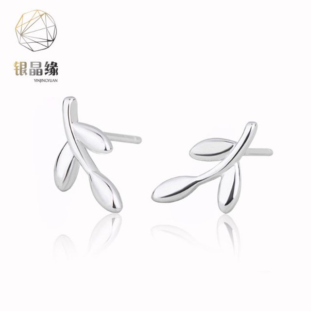 Bông tai bạc s925 kiểu cành lá