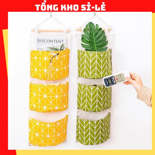 Túi vải đựng đồ 3 ngăn tiện dụng, Túi treo tường treo đồ, trang trí bếp, nhà cửa chất không thấm nước 2355