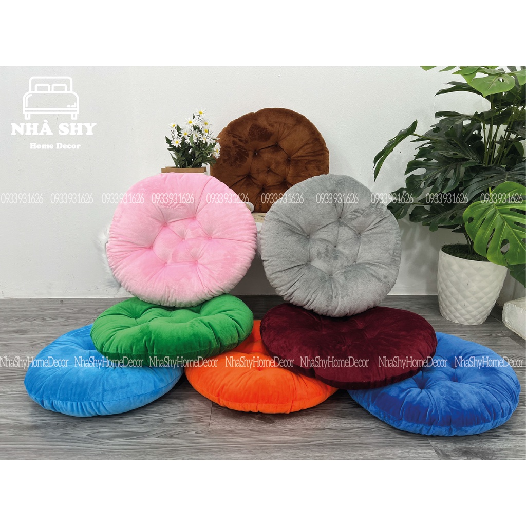 Đệm ngồi bệt hình tròn , đệm ngồi bàn trà chất nỉ nhung size đường kính 40cm