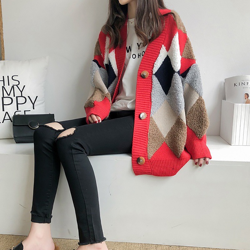 IELGY Áo khoác cardigan IELGY dệt kim dáng rộng phong cách Hàn Quốc cho nữ