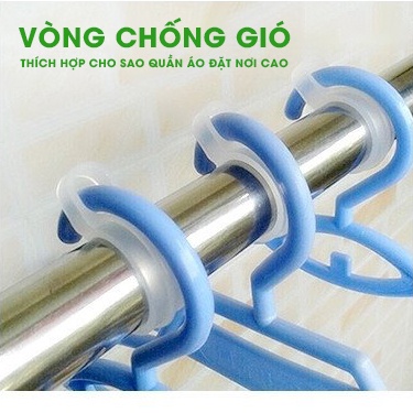 Combo 1 móc chùm inox chống rỉ sét và 20 móc chống gió bằng nhựa chất lượng cao cho sào phơi