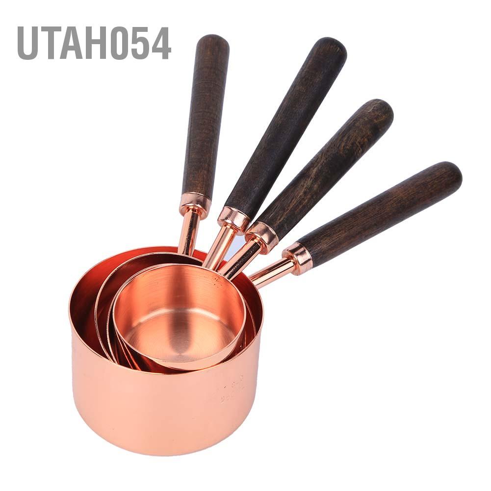 [Hàng Sẵn] 4 cái / bộ Gia dụng Thép không gỉ Màu vàng hồng Bộ Muỗng đo lường Dụng cụ làm bánh nhà bếp【Utah054】