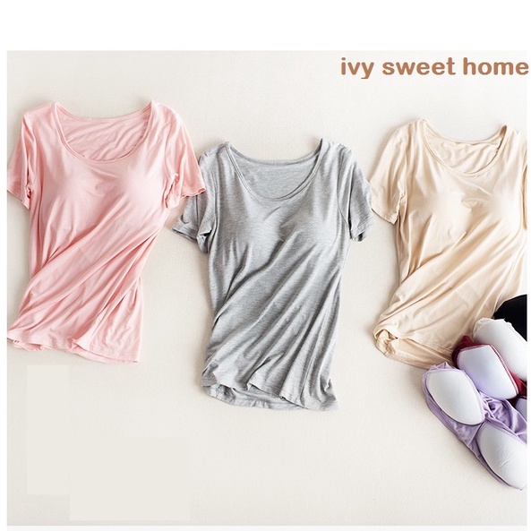 Áo Cộc Tay Có Đệm Ngực * Bộ Mặc Nhà Vải Modal Mềm Mịn Mới * IVY006